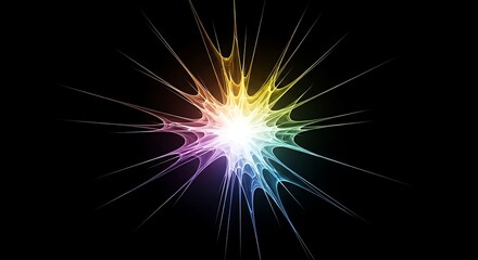 Obraz premium Colorful Light Burst on Black Background Vibrant Abstract Design