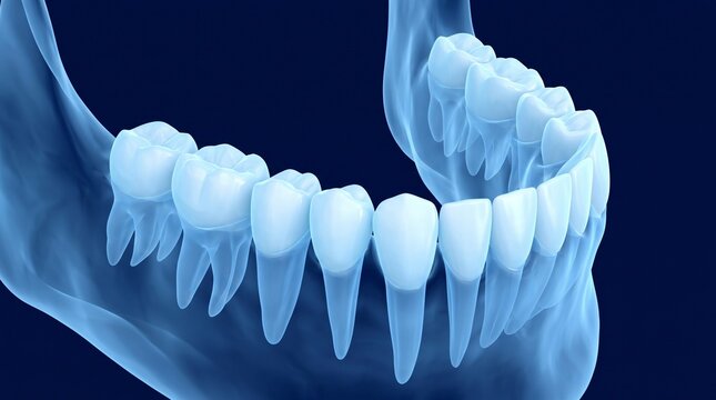 Visualizaci&oacute;n Digital de Mand&iacute;bula Humana con Dientes y Ra&iacute;ces en Anatom&iacute;a Dental Detallada