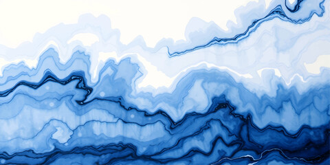Abstract blue winter mountain landscape background with snow texture and clouds under a bright sunlit sky © HMRabiul