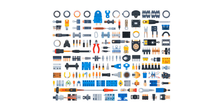 Colorful collection of diverse emoji icons representing various objects and symbols Vector