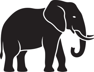 Fototapeta premium Cute and simple elephant silhouette illustration with trunk curled up