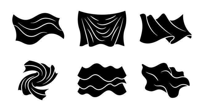 Minimalist black and white silhouette set of wave flags