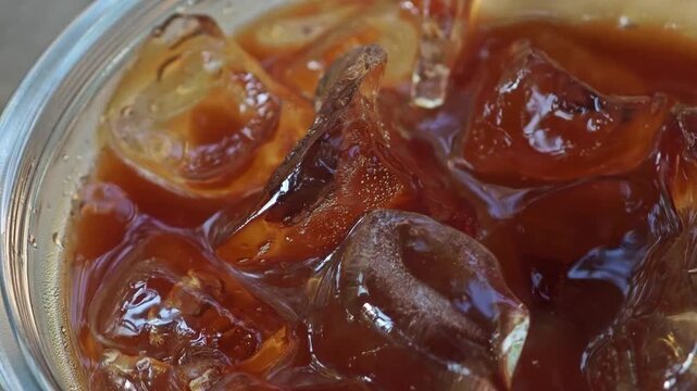 Iced Coconut Americano Coffee in Cafe.