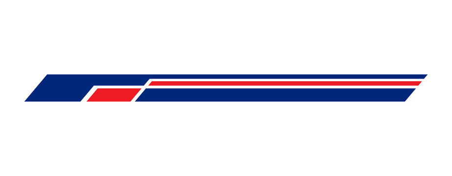 old racing stream banner stripe in blue and red, dynamic motion element for esports overlay headers and highlight bars, fast UI graphic, PNG with transparent background
