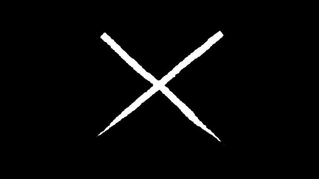 Graphic Cross: A striking graphic of a stark white cross on a black background, representing negation, decision and error.