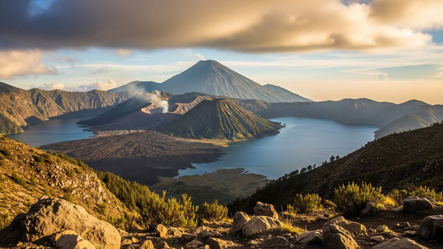 Majestic Bromo Tengger Semeru National Park Volcano Landscape at Sunrise