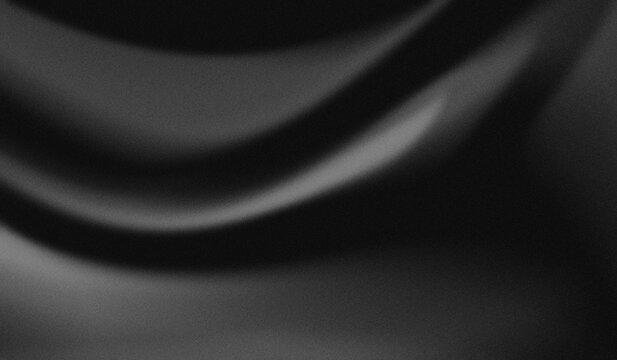 Illustration of a luxury, jet black silk or satin fabric with a metallic sheen on its curves and a strong grain texture.