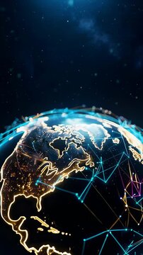 A Stunning Visual Representation of Earth Highlighting Global Connectivity Through Digital Networks in a Vibrant and Technologically Advanced Atmosphere