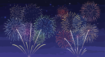 A colorful fireworks display in the night sky © Melina
