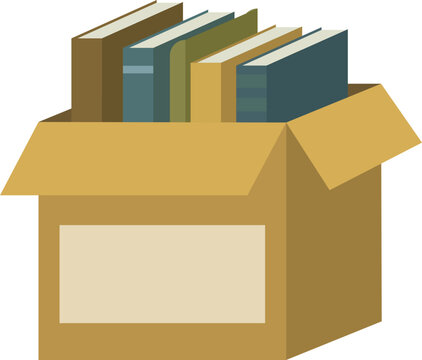 Cardboard box filled with books for moving or donation