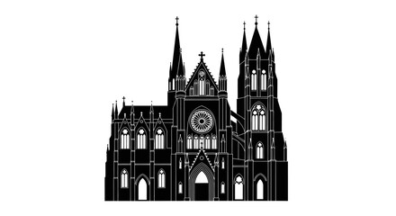 Fototapeta premium Gothic Cathedral Silhouette Illustration