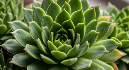 Fototapeta premium Vibrant Green Succulent Plant Macro - Natural Geometric Pattern, Healthy Leaf Texture