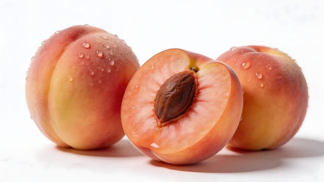 Peaches with one cut open