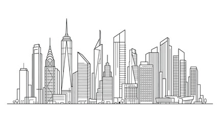 Fototapeta premium New york city skyline silhouette, vector illustration of modern skyscrapers and buildings