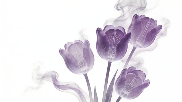 Purple tulips with smoke