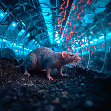 Unseen Networks Dramatic Corporate  of a Naked Mole Rat in an Architectural Tunnel  Symbolizing Hidden Infrastructure  Business Connectivity  and Organizational Workflow