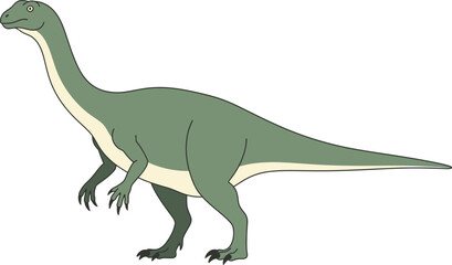 Fototapeta premium Illustration of Green Dinosaur Walking Side View