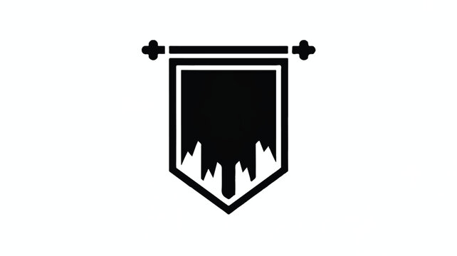 black and white illustration of a shield with a banner on top