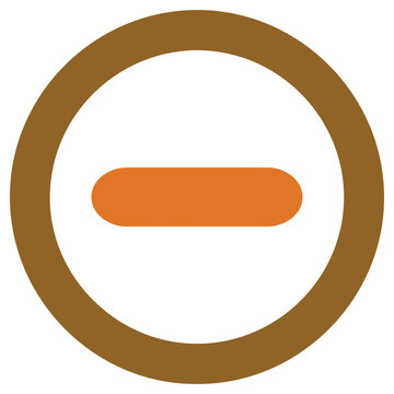 Horizontal bar minus symbol in circle. Subtract remove negative concept. Minimalist logo interface icon vector illustration template element.