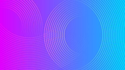 Obraz premium Minimalist background featuring thin circular geometric lines on a pink and blue gradient