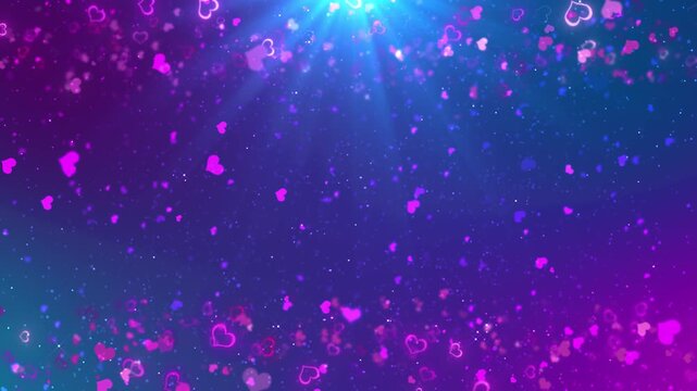 Heart light background heart particle light filling Love, wedding, Valentine's Day. love marriage motion concept. Romantic animation for St. Mother's day, Wedding anniversary invitation e-card 3D 4K