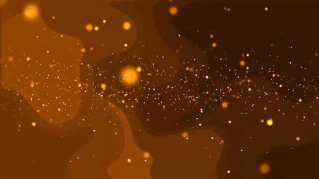 A warm, flowing abstract composition featuring glowing particles