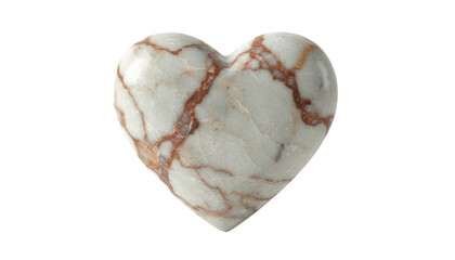 Naklejka premium Elegant marble heart stone with warm copper veining, symbol of enduring love, strength and serenity, isolated on clean white background for romantic minimalist design