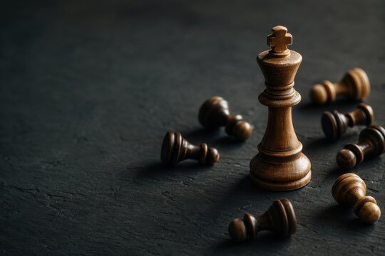 Chess King Among Fallen Pieces Business Risk Strategy Concept