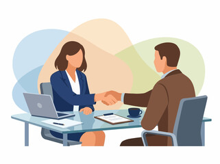 Obraz premium Business Partners Handshaking After Successful Meeting at Desk