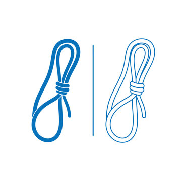 Two noose knots in blue color isolated on white background for illustration use
