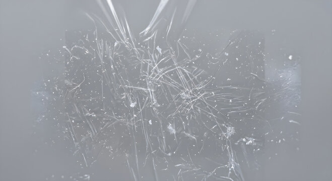 A close-up view of a shattered glass surface with cracks and breaks