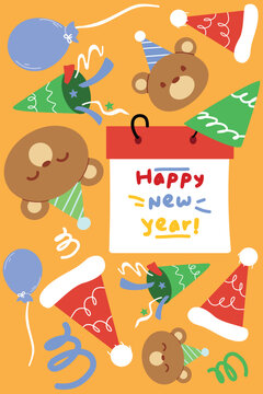New_Year_Teddy_Party_Pattern.eps