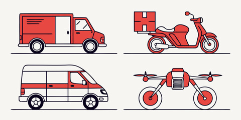 red and white vehicles including van and motorcycles Vector ©  MST RABEYA  BEGUM