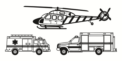 ambulance helicopter and emergency vehicles Vector ©  MST RABEYA  BEGUM