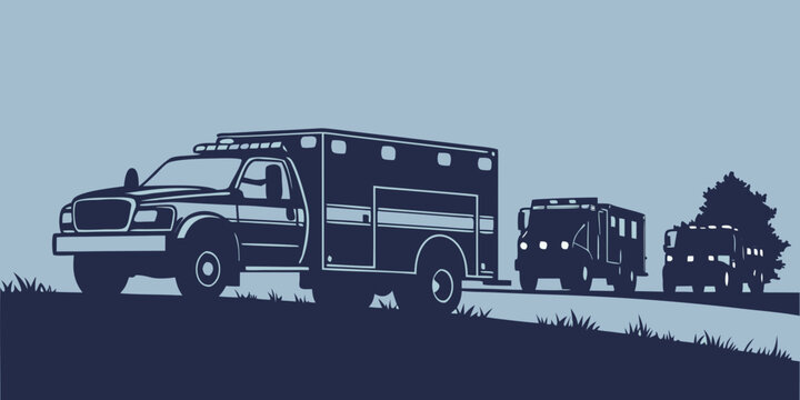 a truck is towing a recreational vehicle on a road Vector