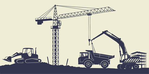 construction vehicles on a building site Vector ©  MST RABEYA  BEGUM