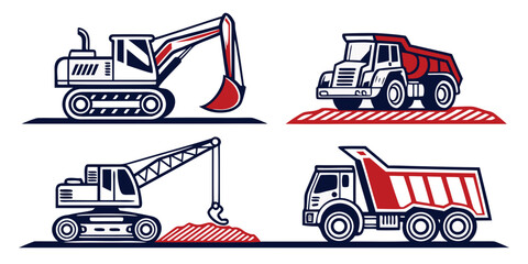 construction vehicles including excavator and dump truck Vector ©  MST RABEYA  BEGUM
