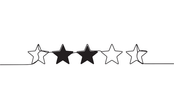 Five star rating illustration with half-filled stars