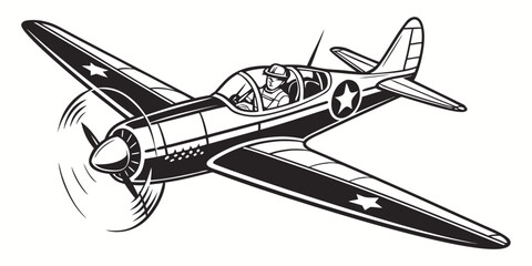 a black and white drawing of a vintage airplane Vector ©  MST RABEYA  BEGUM