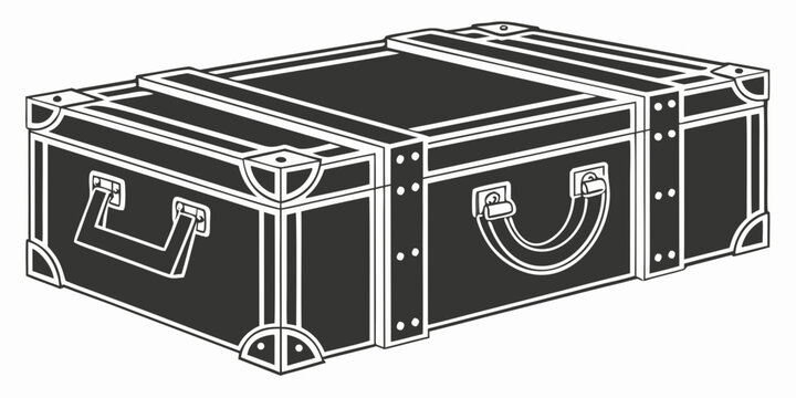 a black flight case with metal corners and handles Vector