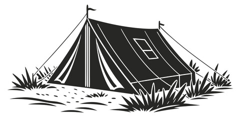 a black tent with a window on a grassy field Vector ©  MST RABEYA  BEGUM