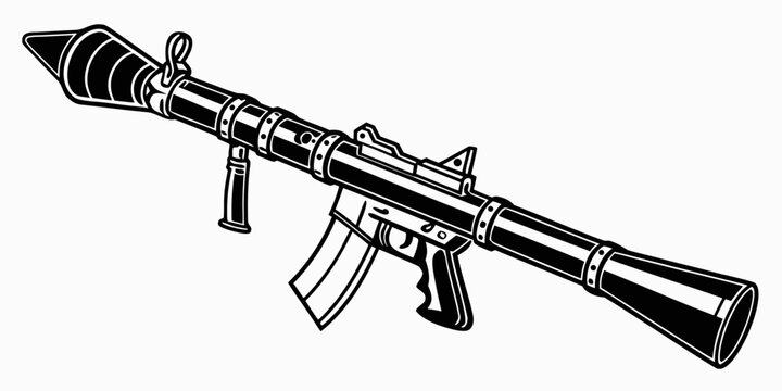 a black and white drawing of an ak 47 assault rifle Vector