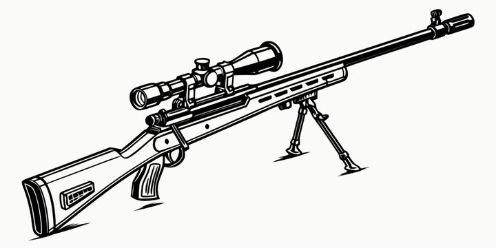 a sniper rifle with a scope and bipod Vector