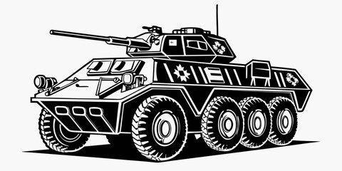 a black and white drawing of a military tank Vector ©  MST RABEYA  BEGUM