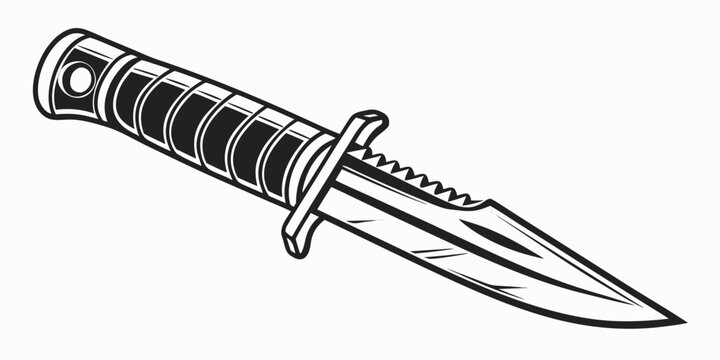 a black and white drawing of a dagger Vector