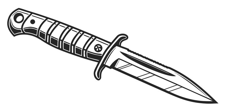 a black and white drawing of a dagger Vector