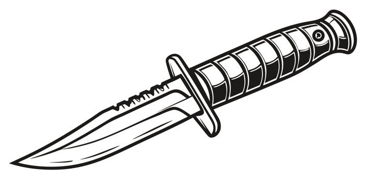 a black and white drawing of a dagger Vector