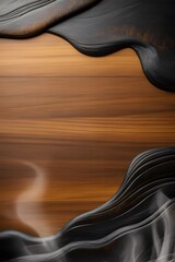 Obraz premium Black liquid shapes over wood texture background
