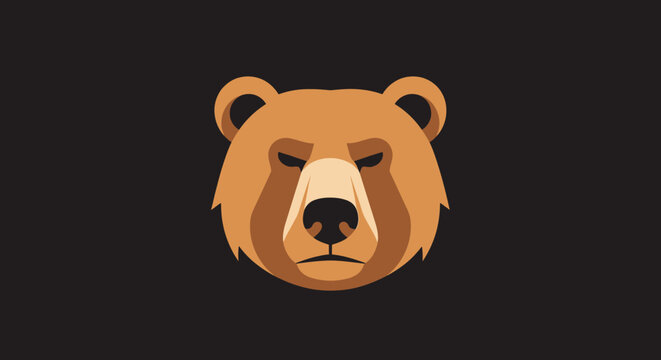 Brown bear head illustration closeup.