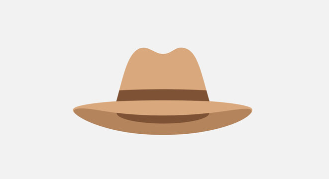 Brown Fedora Hat with Wide Brim.